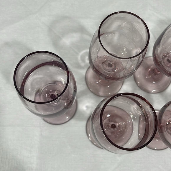 Libbey Premier Mauve pink plum wine water glasses 8 oz vintage 90s set of 7 - Picture 4 of 15